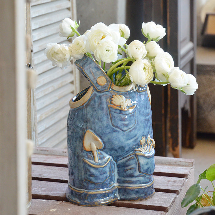 Elevate Your Decor with the Faux Jeans Ceramic Vase